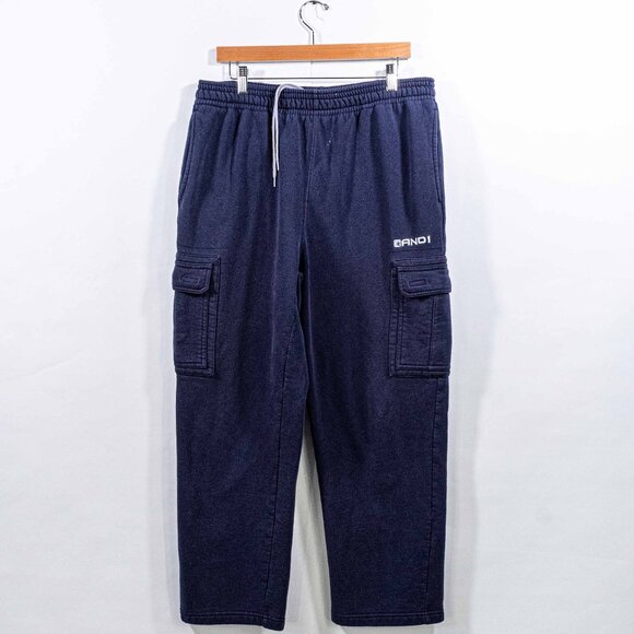 AND1 Basketball Cargo Sweatpants Baggy Hip Hop XL Y2K Streetwear - Picture 1 of 8